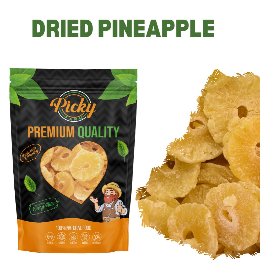 Dried Pineapple | Premium Sweet & Tangy Pineapple Rings/Bites | Healthy Tropical Snack