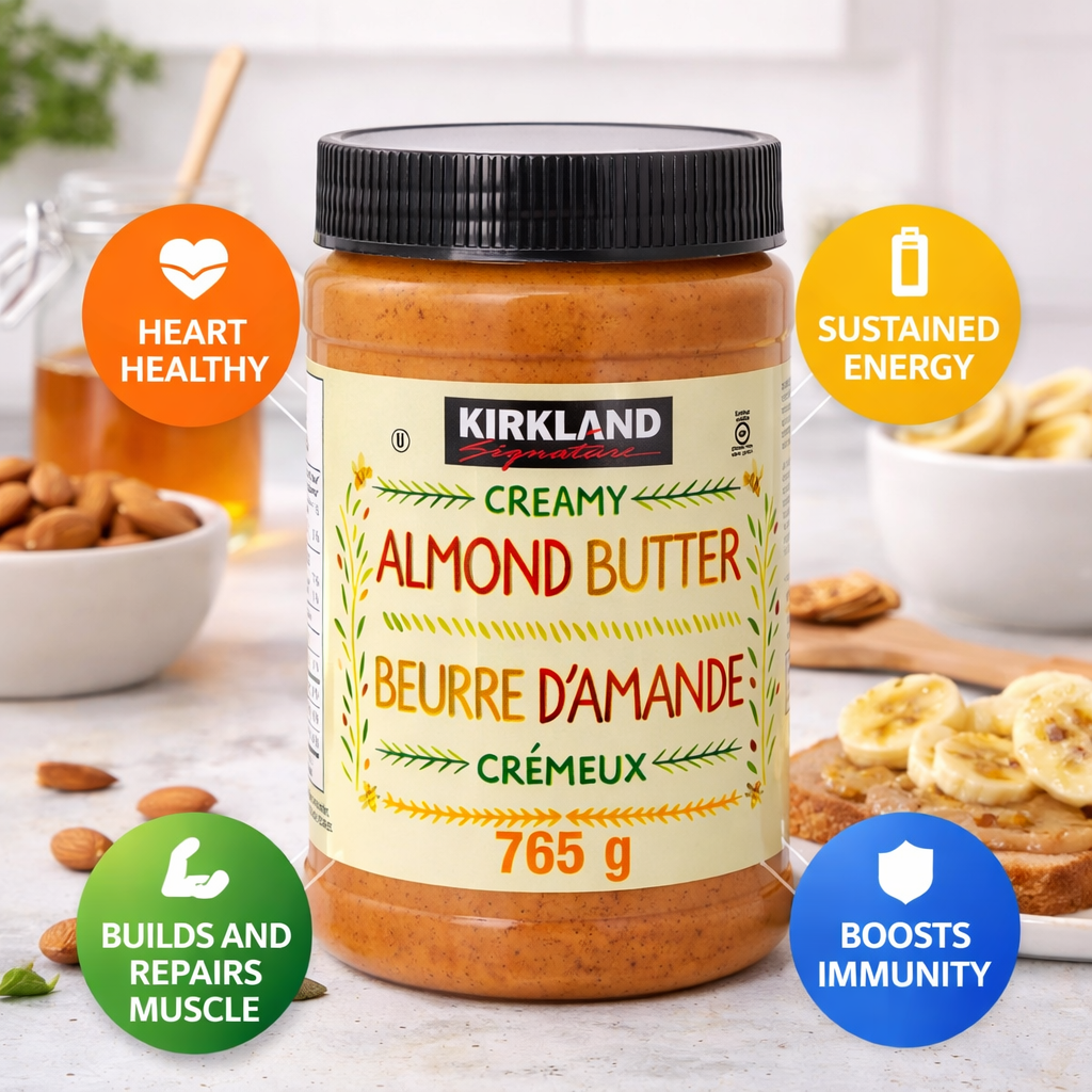 Kirkland Signature Creamy Almond Butter 765g – Premium Almond Spread