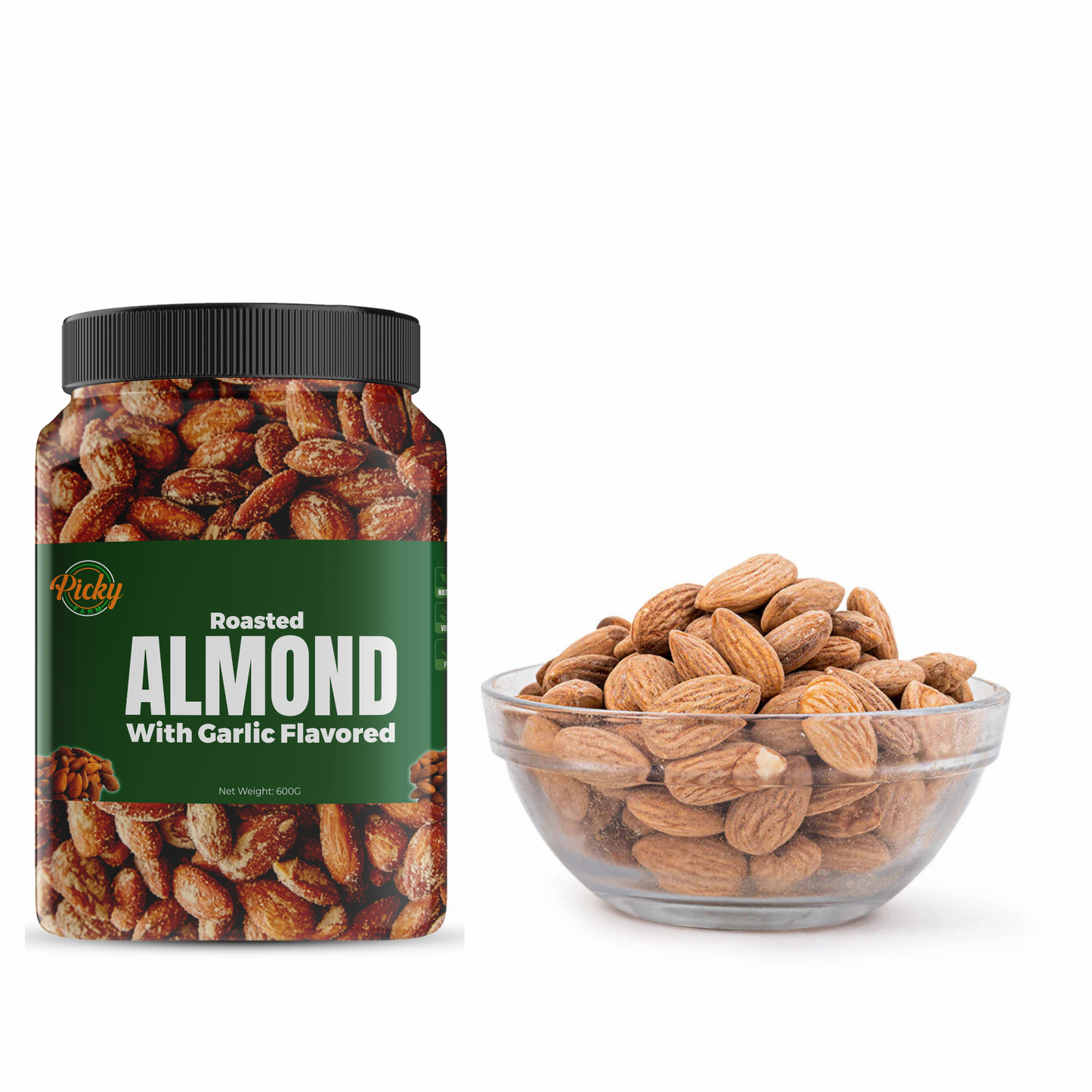 Roasted Almond, Garlic Flavored Almonds |Almond |250g - 600g | Premium Quality