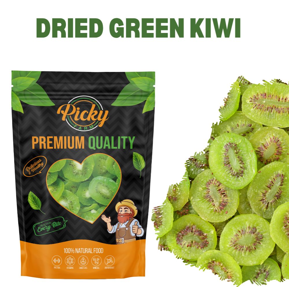Dried Green Kiwi | Premium Sweet–Tart Kiwi Slices | Sweet–Tart Kiwi Slices