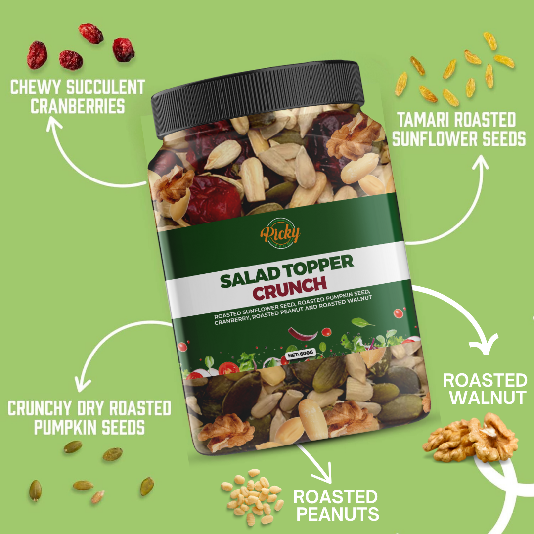 Salad Topper Crunch - Salad Toppings, Salad Mix, Salad Toppers Seeds and Cranberries, Crunchy, Mixed Seeds for Salad, Oatmeal or Yogurt, Natural, Gluten Free 500g