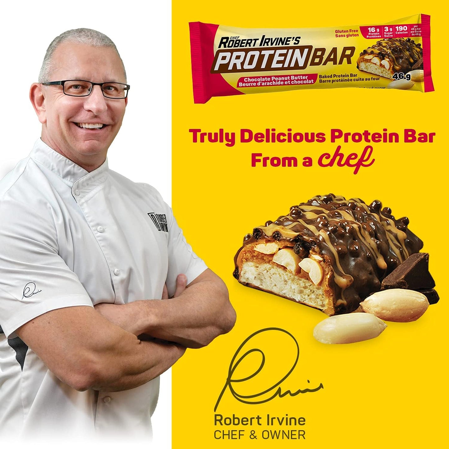 Chef Robert Irvine’s Protein Bar 68g – Chocolate Peanut Butter Flavor | High Protein Snack