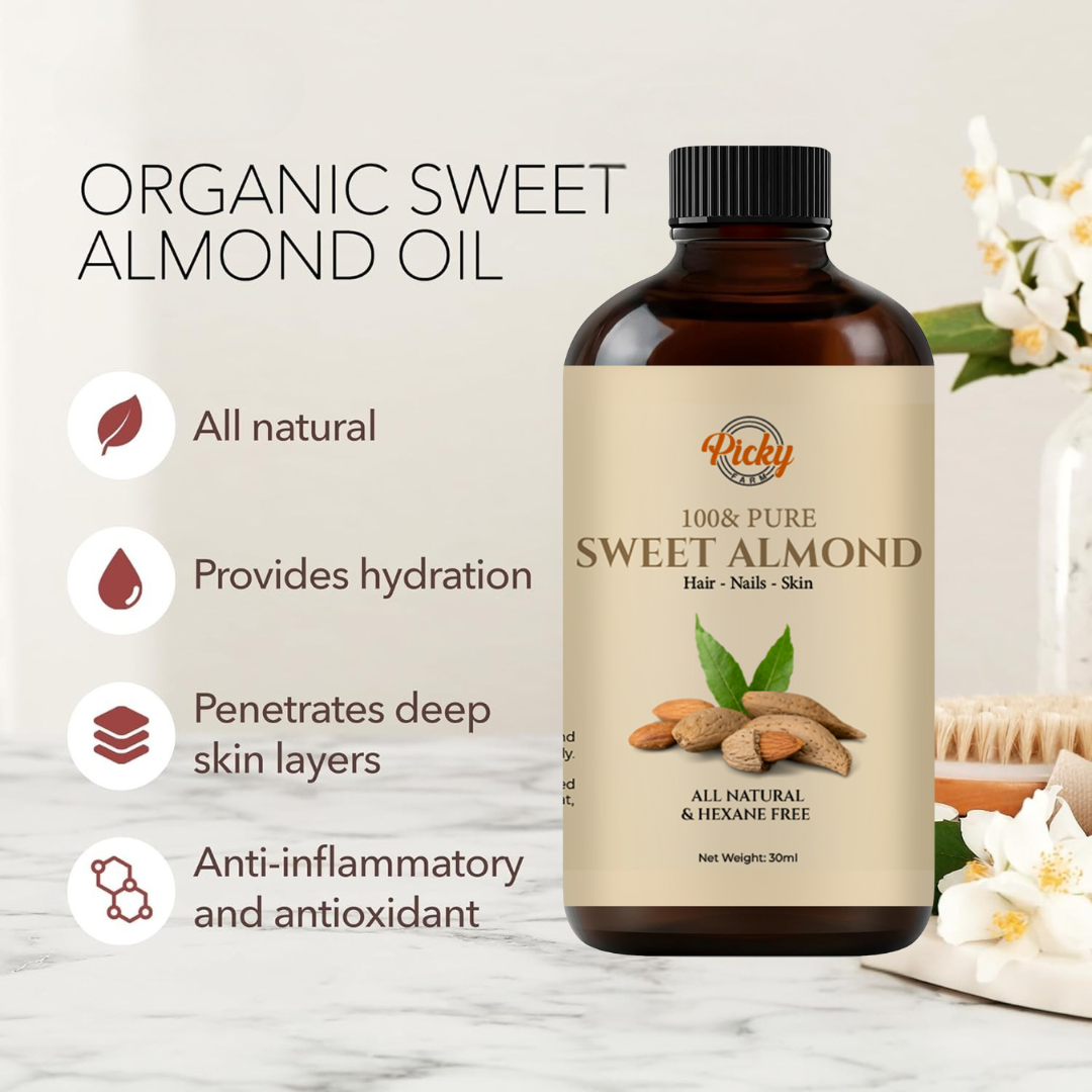 Sweet Almond Oil - 30ML - 100% Pure and Natural - Premium Grade Carrier & Essential Oil