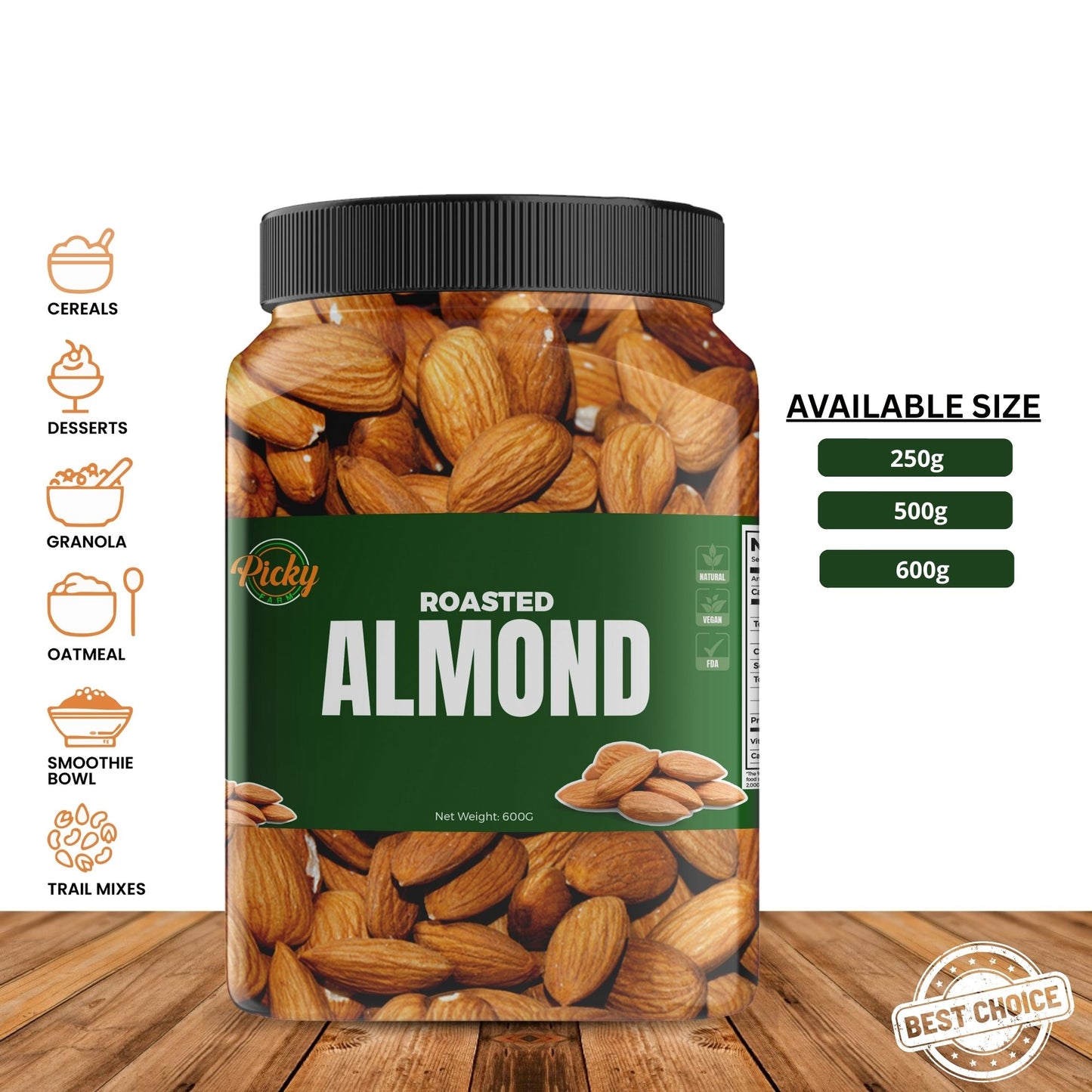 Roasted Almond | Premium Crunchy Whole Almonds