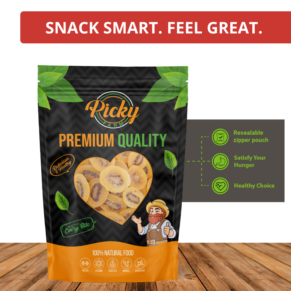 Dried Yellow Kiwi | Premium Sweet–Tart Kiwi Slices | Sweet–Tart Kiwi Slices | 150g / 200g / 500g