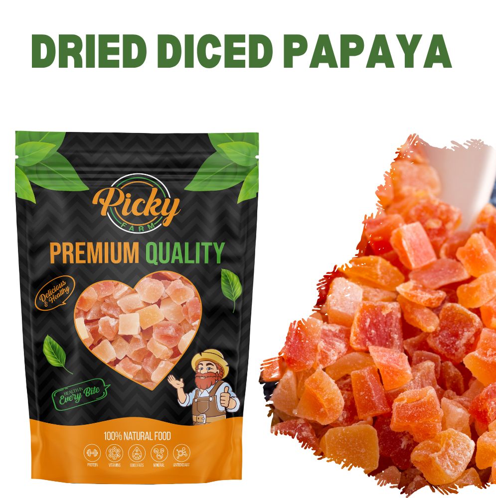 Dried Diced Papaya | Sweet & Chewy Tropical Papaya Cubes | Perfect for Oatmeal, Baking & Snacks | 150g / 200g / 500g