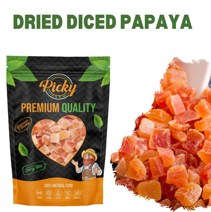 Dried Diced Papaya | Sweet & Chewy Tropical Papaya Cubes | Perfect for Oatmeal, Baking & Snacks | 150g / 200g / 500g