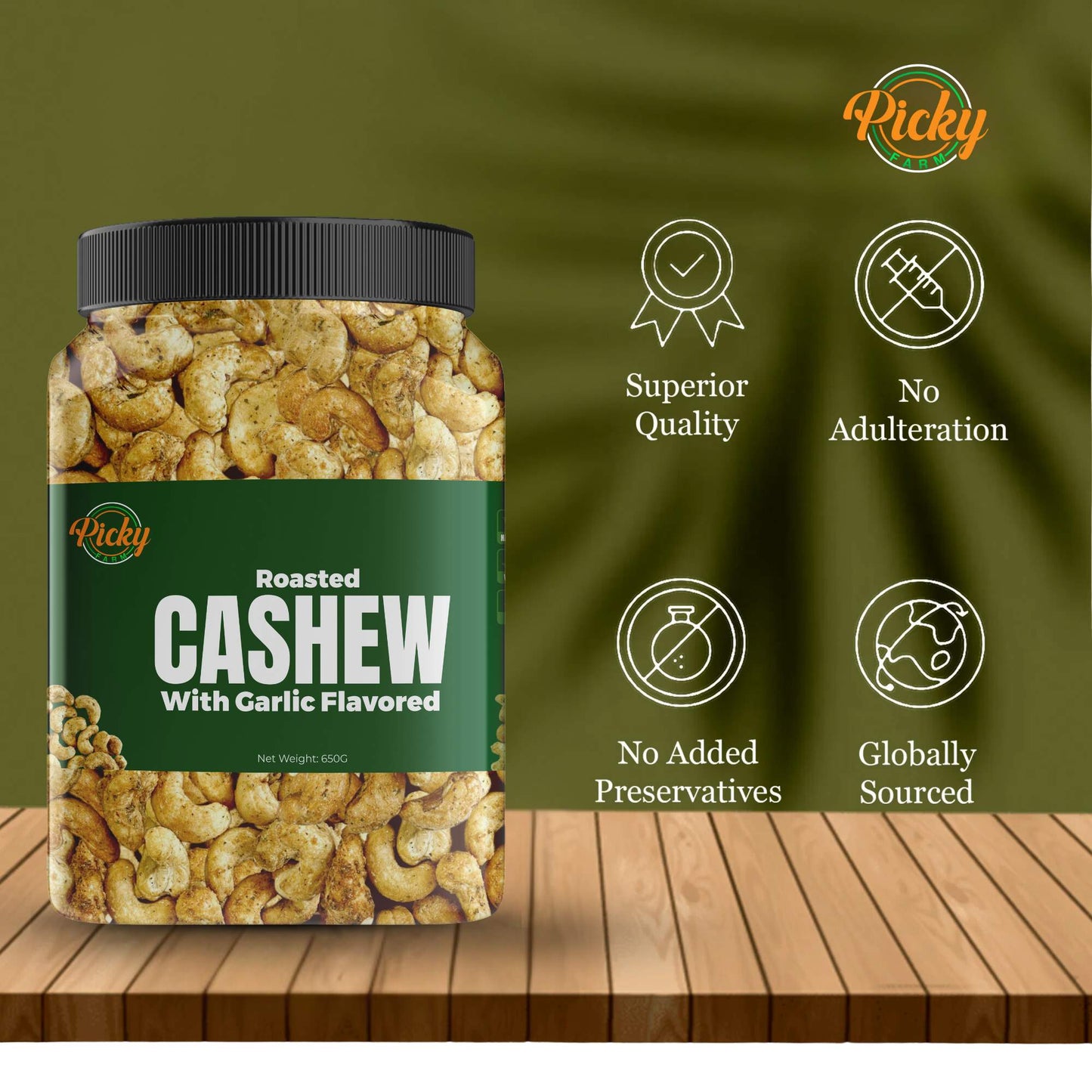 Roasted Cashew Nuts Splits, Roasted Cashew with Garlic Seasoning 250g - 650g | Premium Quality
