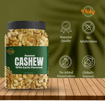Roasted Cashew Nuts Splits, Roasted Cashew with Garlic Seasoning 250g - 650g | Premium Quality