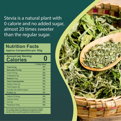 Pure Dried Stevia Leaves | Natural Plant-Based Sweetener | Zero Sugar, Zero Calories  50g / 100g / 250g