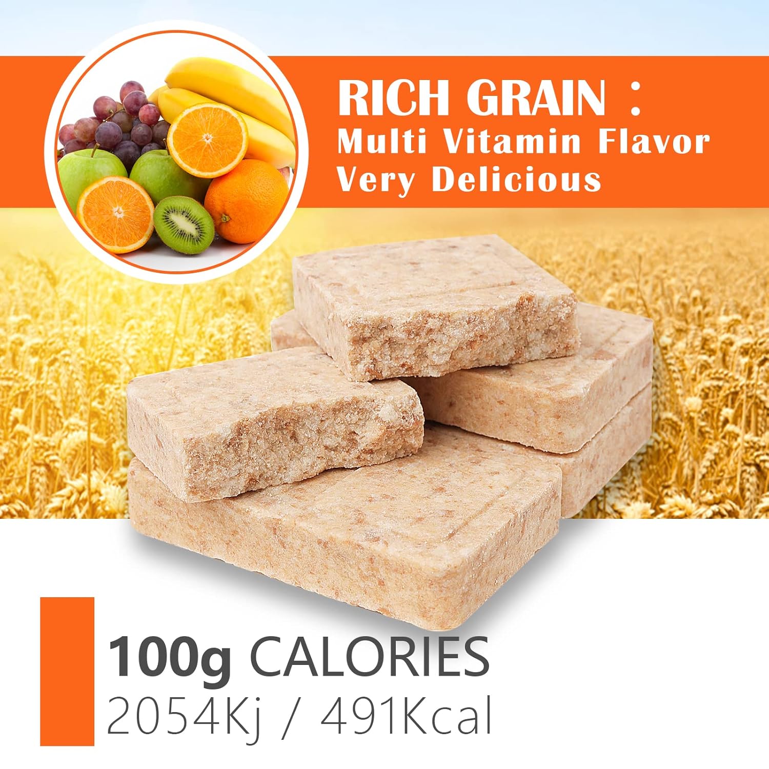 High Energy Bar Multi Vitamin & Milk Flavor Emergency Food Ration Bars