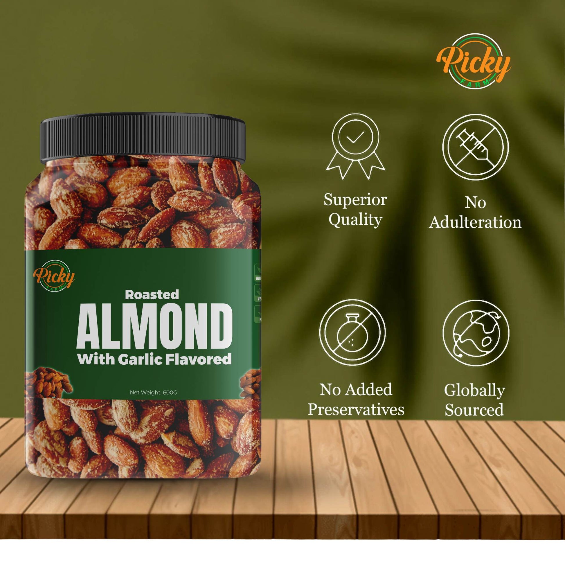 Roasted Almond, Garlic Flavored Almonds |Almond |250g - 600g | Premium Quality