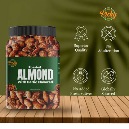 Roasted Almond, Garlic Flavored Almonds |Almond |250g - 600g | Premium Quality