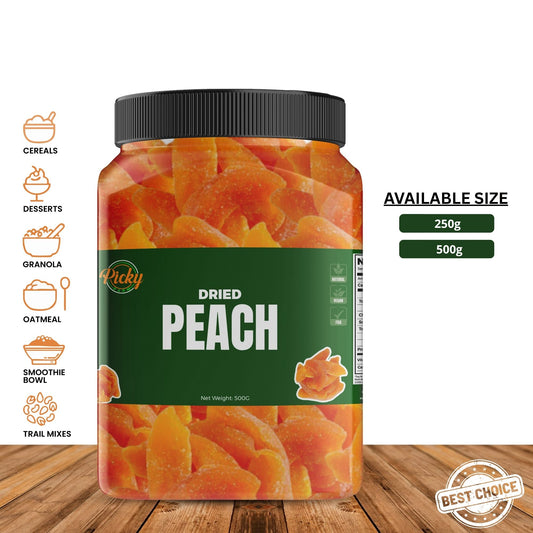 Dried Golden Peach | Premium Sweet & Juicy Peach Slices | Healthy Fruity Snack | 150g / 200g / 500g