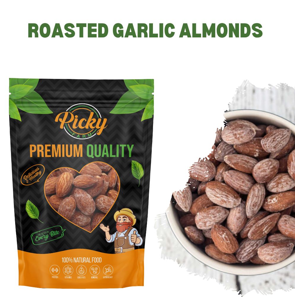 Garlic Flavored Almond | Roasted Almonds with Garlic Seasoning | 150g / 200g / 500g