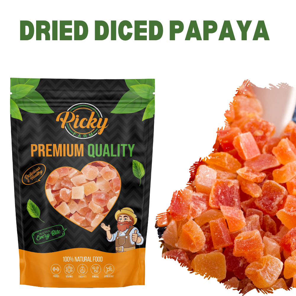 Dried Diced Papaya | Sweet & Chewy Tropical Papaya Cubes | Perfect for Oatmeal, Baking & Snacks | 150g / 200g / 500g