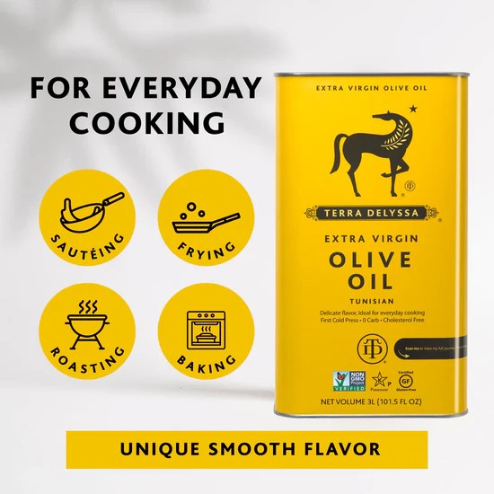 Smooth Extra Virgin Olive Oil Tin 3L | Smooth Flavor for Cooking, Frying & Salad