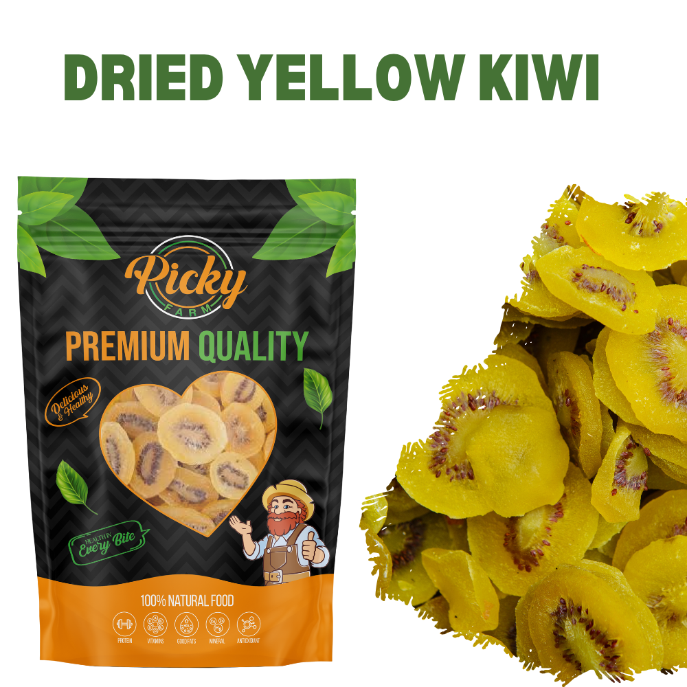Dried Yellow Kiwi | Premium Sweet–Tart Kiwi Slices | Sweet–Tart Kiwi Slices | 150g / 200g / 500g