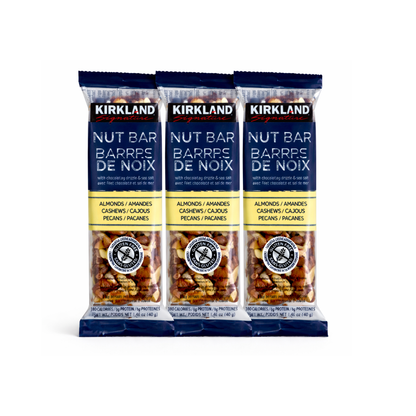 Kirkland Signature Nut Bar 40g – Almonds, Cashews & Pecans | Preotein Chocolate Drizzle & Sea Salt