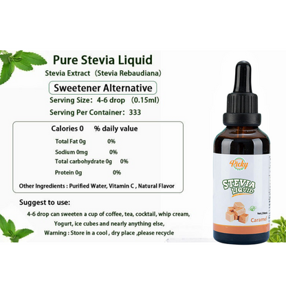 Stevia Sweetener, Caramel Flavored Stevia Drops, 30ml - Natural Liquid Sweetener with Zero Calories