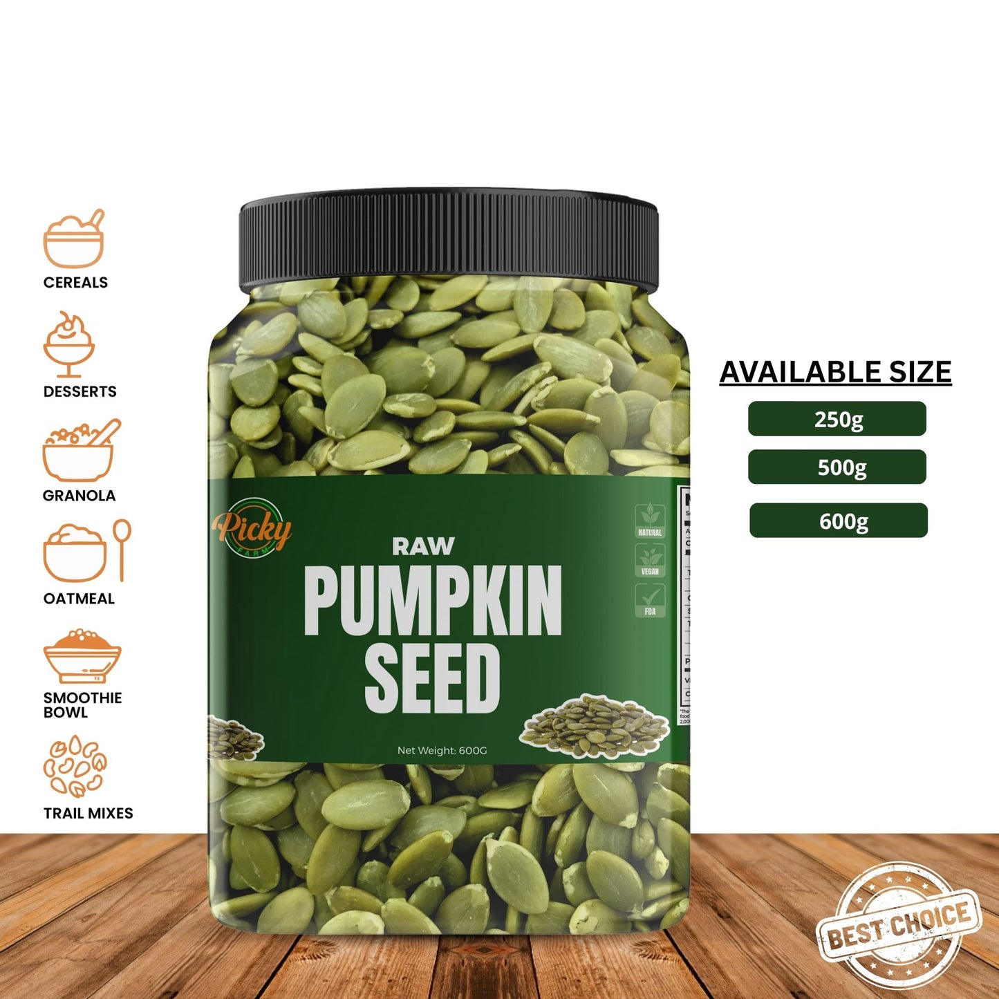 Raw Pumpkin Seeds | Premium Crunchy Pepitas | Healthy Snack
