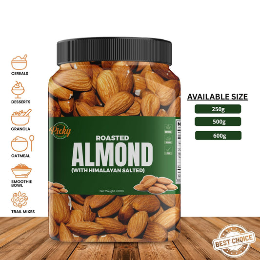 Salted Almond | Premium Roasted Almonds | Crunchy, Fresh & Flavorful Healthy Snack