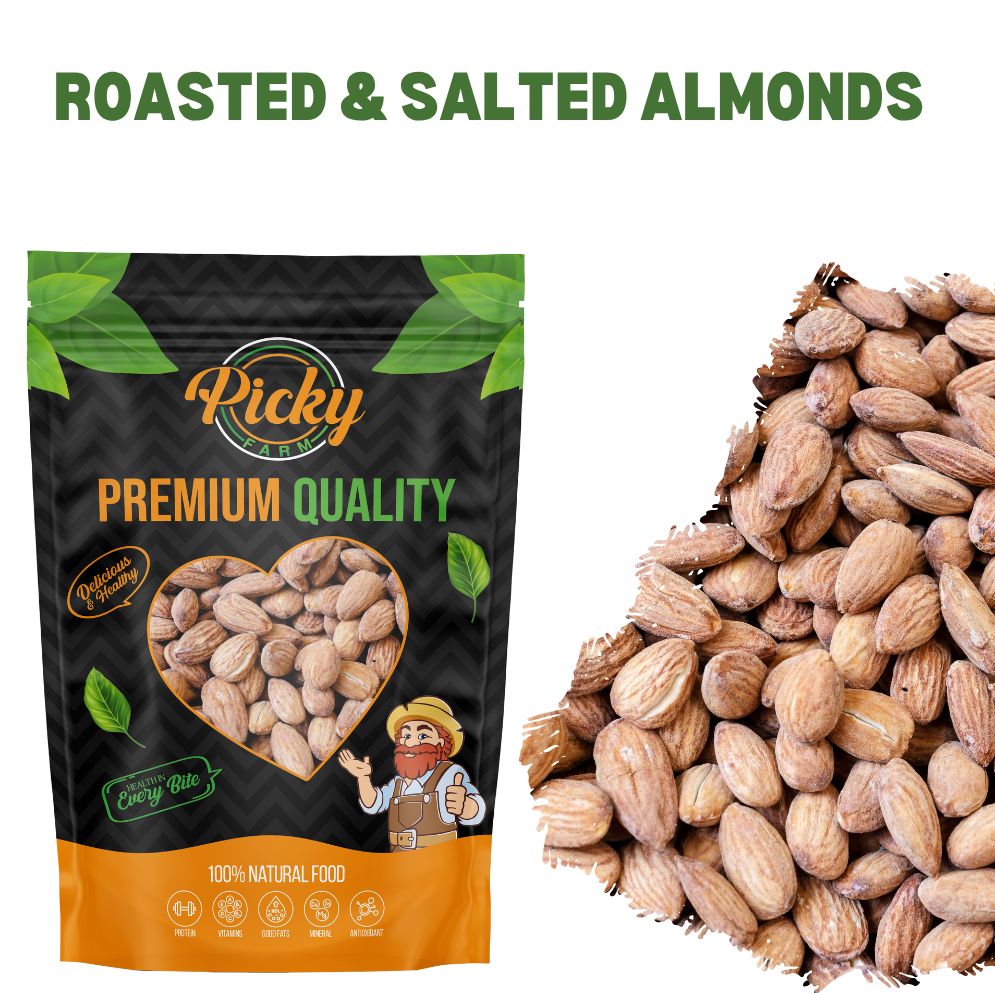 Salted Almond | Premium Roasted Almonds | Crunchy, Fresh & Flavorful Healthy Snack | 150g / 200g / 500g