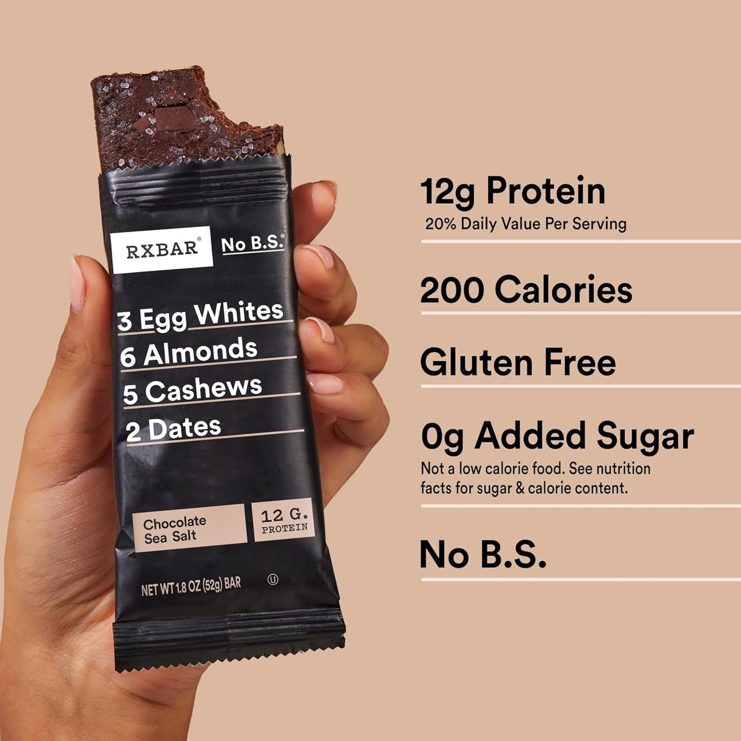 RXBAR Protein Bar 52g – Chocolate Sea Salt | Clean Ingredient Protein Snack | Protein Bar