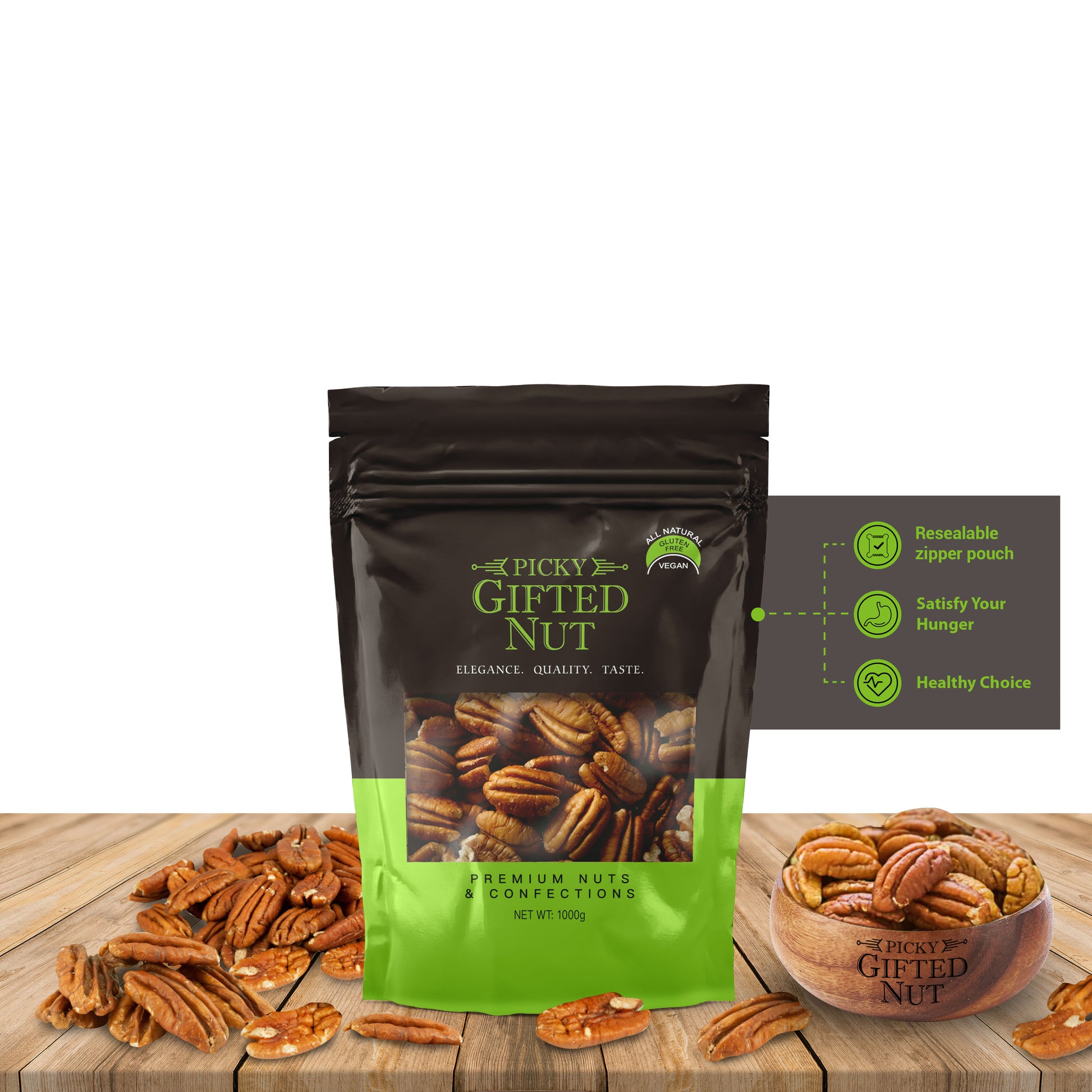 Raw Pecan Halves | Premium Quality, Unsalted | for Snacking, Baking & Cooking | 250g - 500g