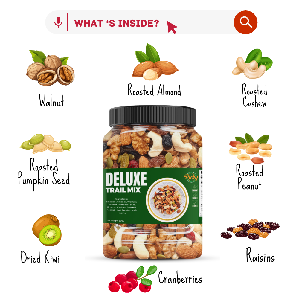 Deluxe Trail Mix Dried Fruits and Nuts