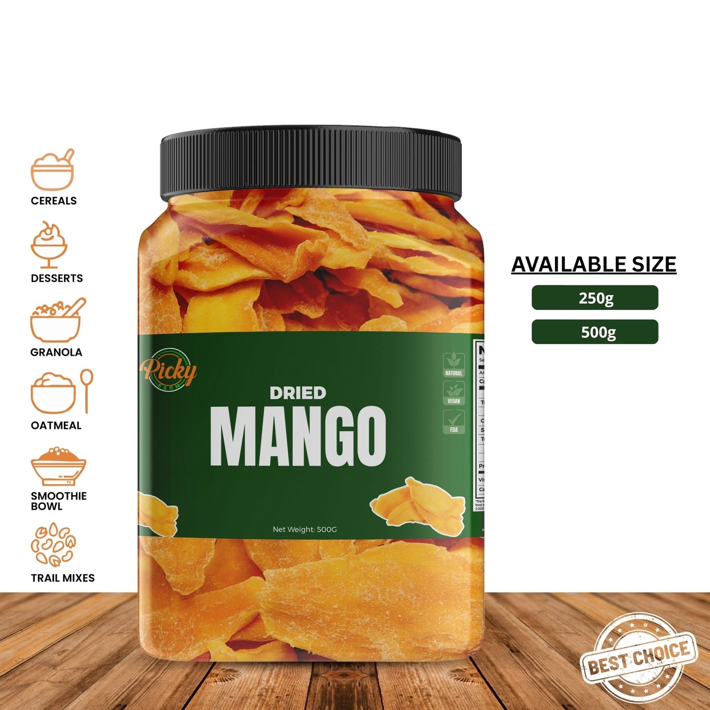 Dried Mango | Premium Sweet & Chewy Mango Slices | Healthy Snack