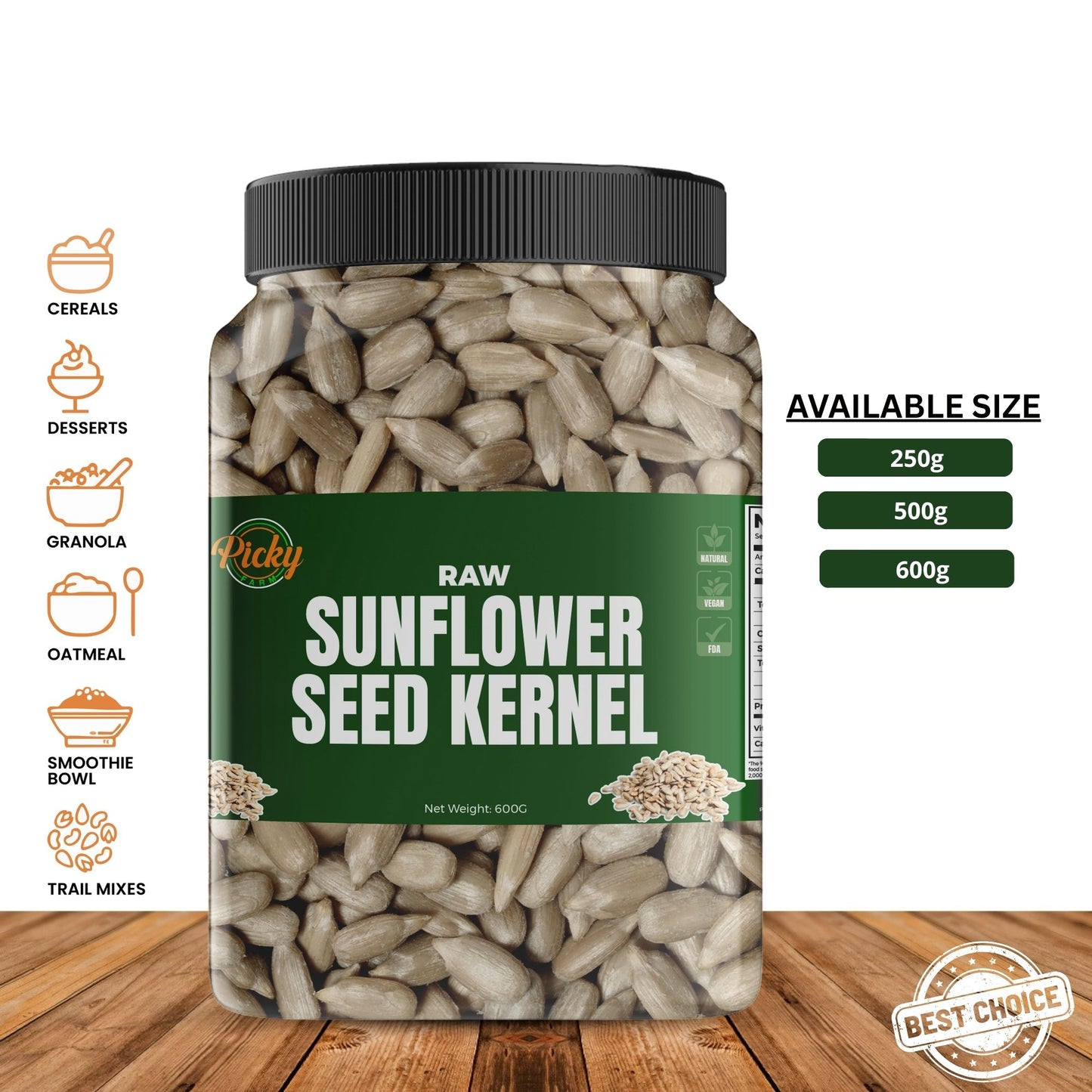 Raw Sunflower Seed Kernel | Premium Sunflower Seeds | Healthy Snack & Baking Ingredient