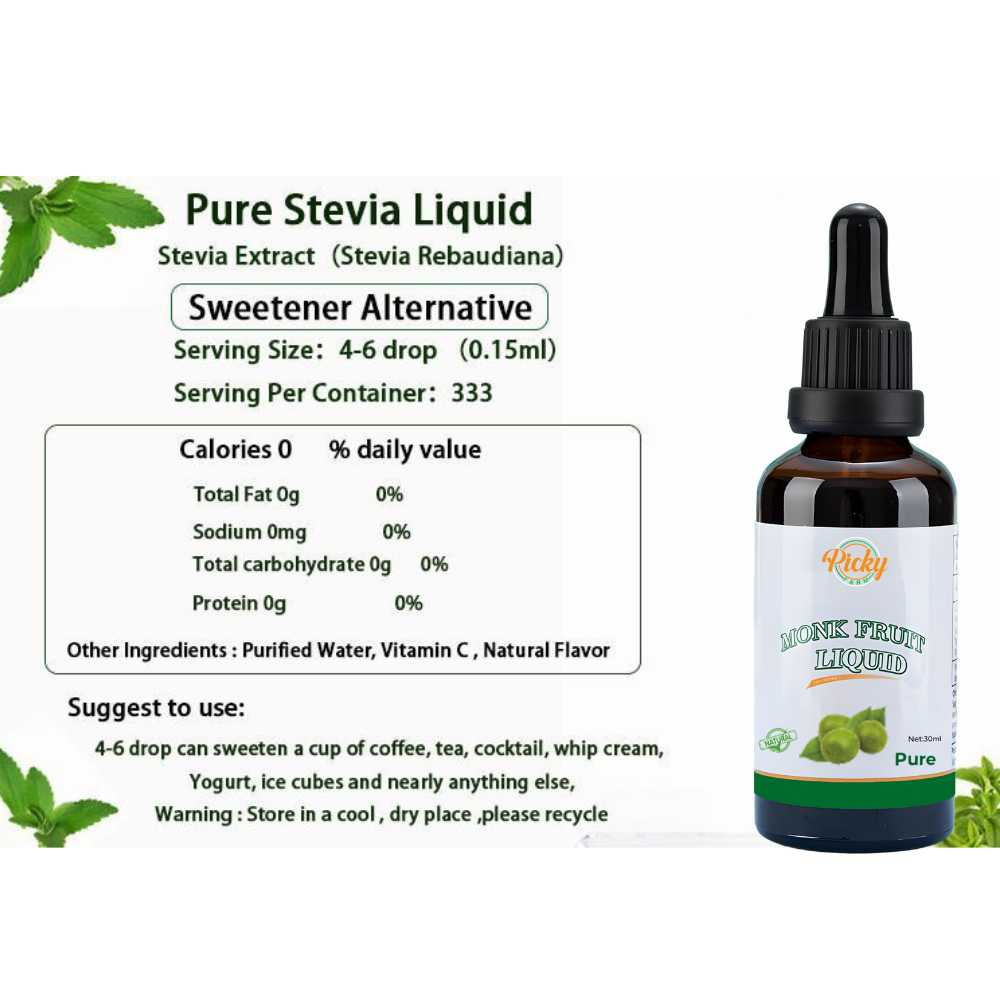 Stevia Sweetener & Monk Fruit Sweetener Drops, 30ml | 100% Natural Liquid Sweetener with Zero Calories
