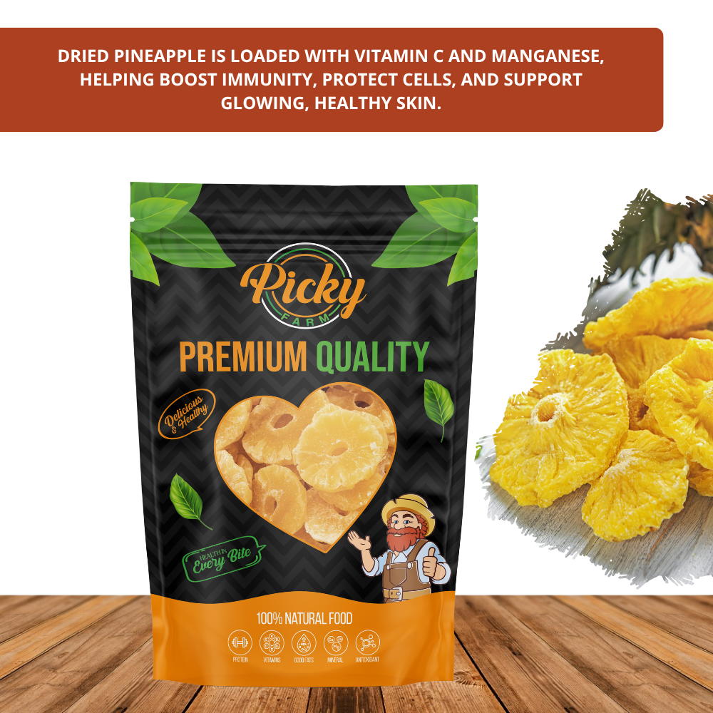 Dried Pineapple | Premium Sweet & Tangy Pineapple Rings/Bites | Healthy Tropical Snack | 150g /  200g / 500g