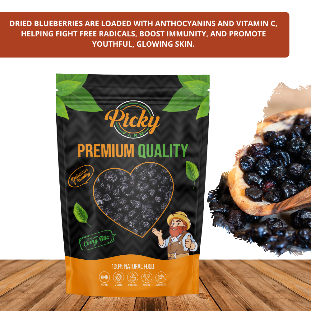 Dried Blueberries | Premium Whole Blueberries | Sweet & Chewy Superfood Snack | Antioxidant-Rich 150g / 200g / 500g