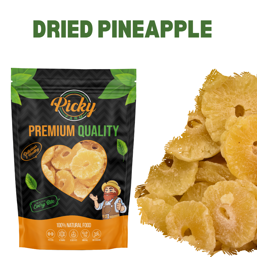 Dried Pineapple | Premium Sweet & Tangy Pineapple Rings/Bites | Healthy Tropical Snack