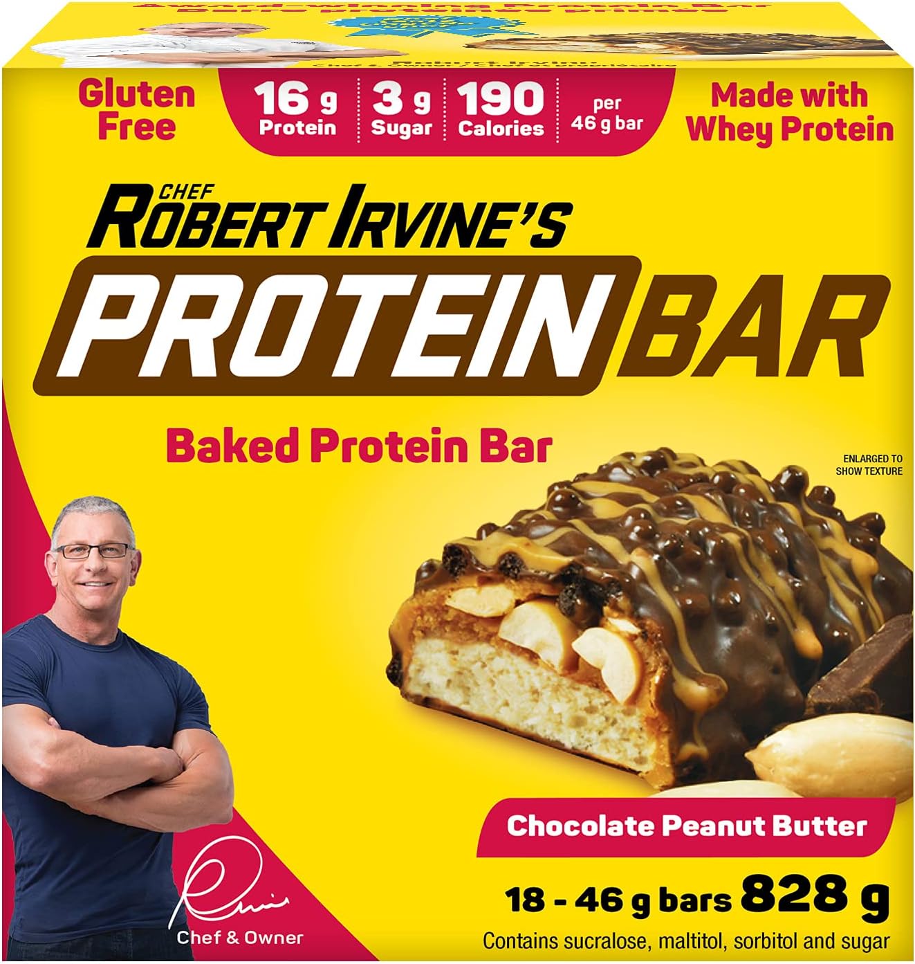 Chef Robert Irvine’s Protein Bar 68g – Chocolate Peanut Butter Flavor | High Protein Snack