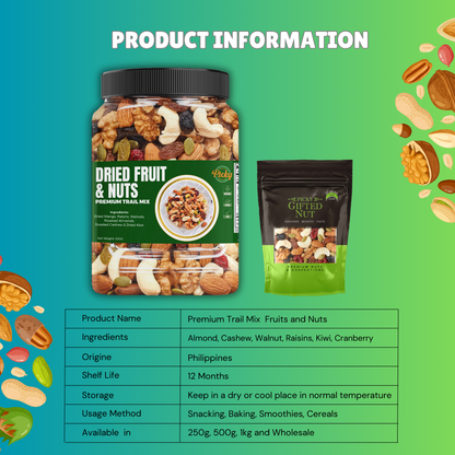 Premium Trail Mix Dried Fruits & Nuts 250g - 500g
