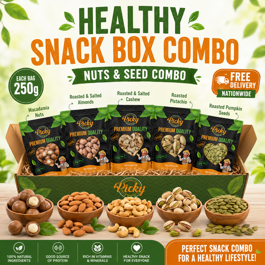 Healthy Snack Box Combo – Nuts & Seed Combo | 5 Premium Snacks | 250g Each Bag