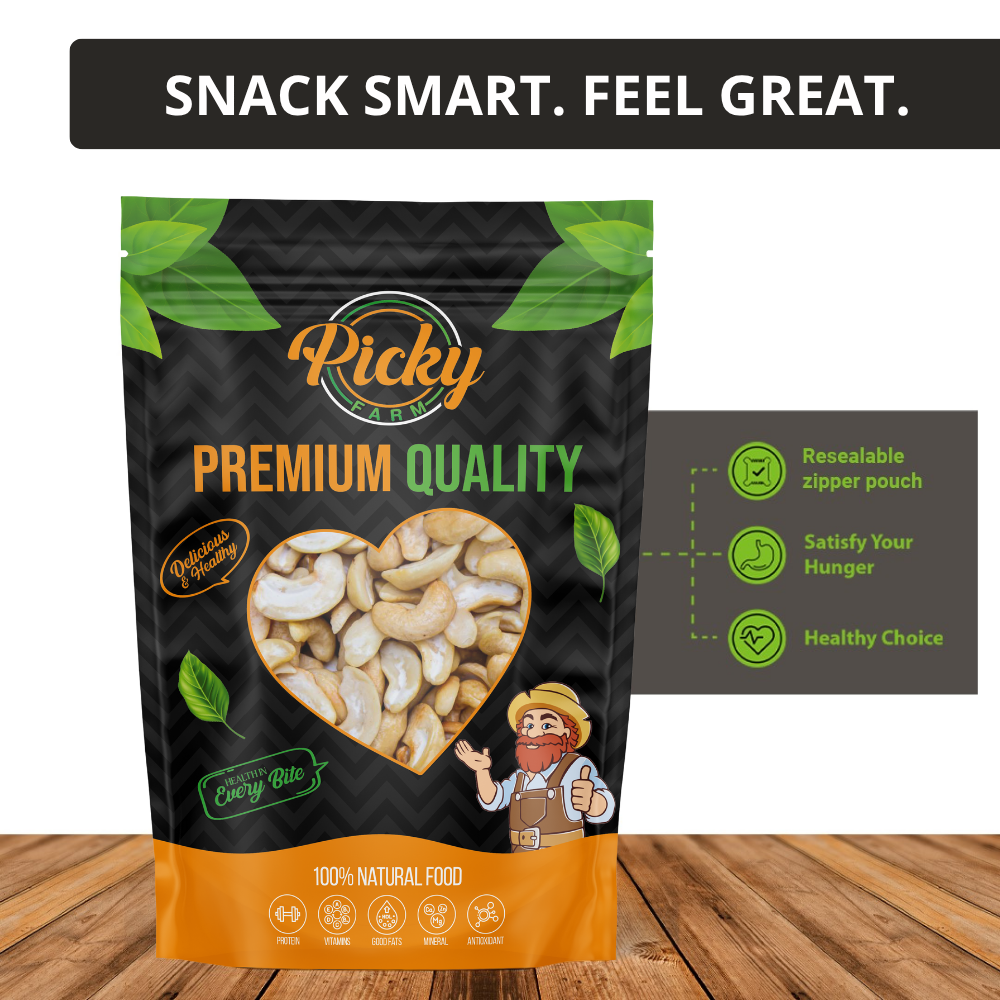 Roasted Cashew | Premium Crunchy Cashew Nuts | Lightly Roasted | Healthy Snack | 150g / 200g / 500g