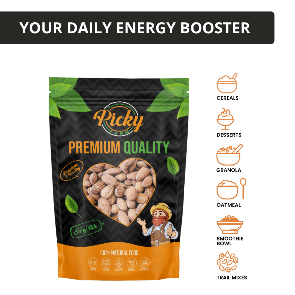Salted Almond | Premium Roasted Almonds | Crunchy, Fresh & Flavorful Healthy Snack | 150g / 200g / 500g