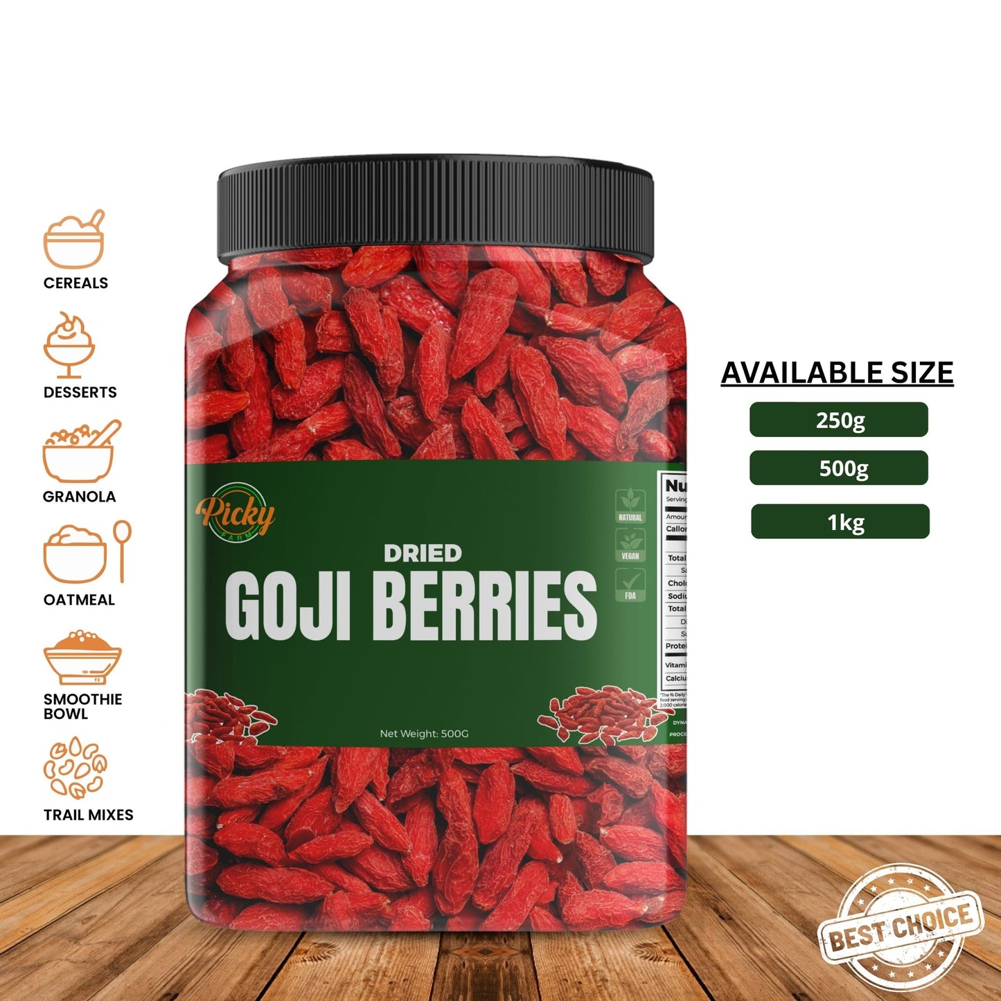 Dried Goji Berry | Premium Red Goji Berries | Superfood for Immunity & Energy | High Antioxidants