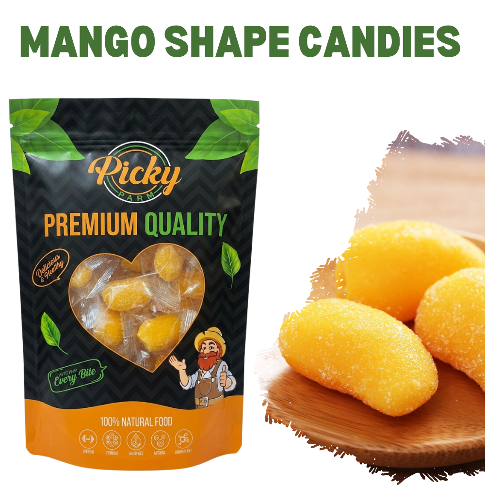 Mango Shape Candies – Sweet & Chewy Mango Flavor Candy Perfect for Snacks, Parties & Kids 250g / 500g