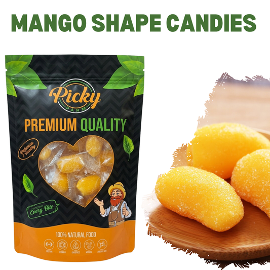 Mango Shape Candies – Sweet & Chewy Mango Flavor Candy Perfect for Snacks, Parties & Kids 250g / 500g
