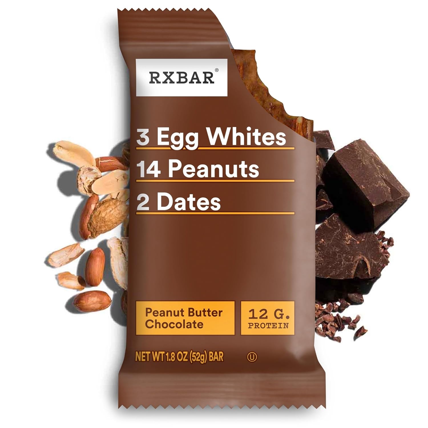 RXBAR Protein Bar 52g – Peanut Butter Chocolate | Clean Ingredient Protein Snack