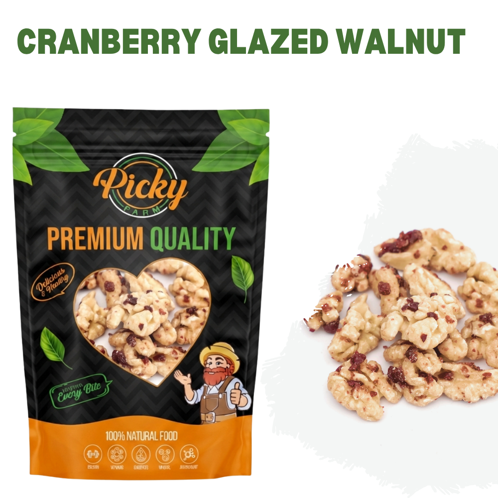 Cranberry-Flavored Roasted Walnut | Fruity, Crunchy & Sweet–Tart Flavor | Premium Snack | 150g / 200g / 500g