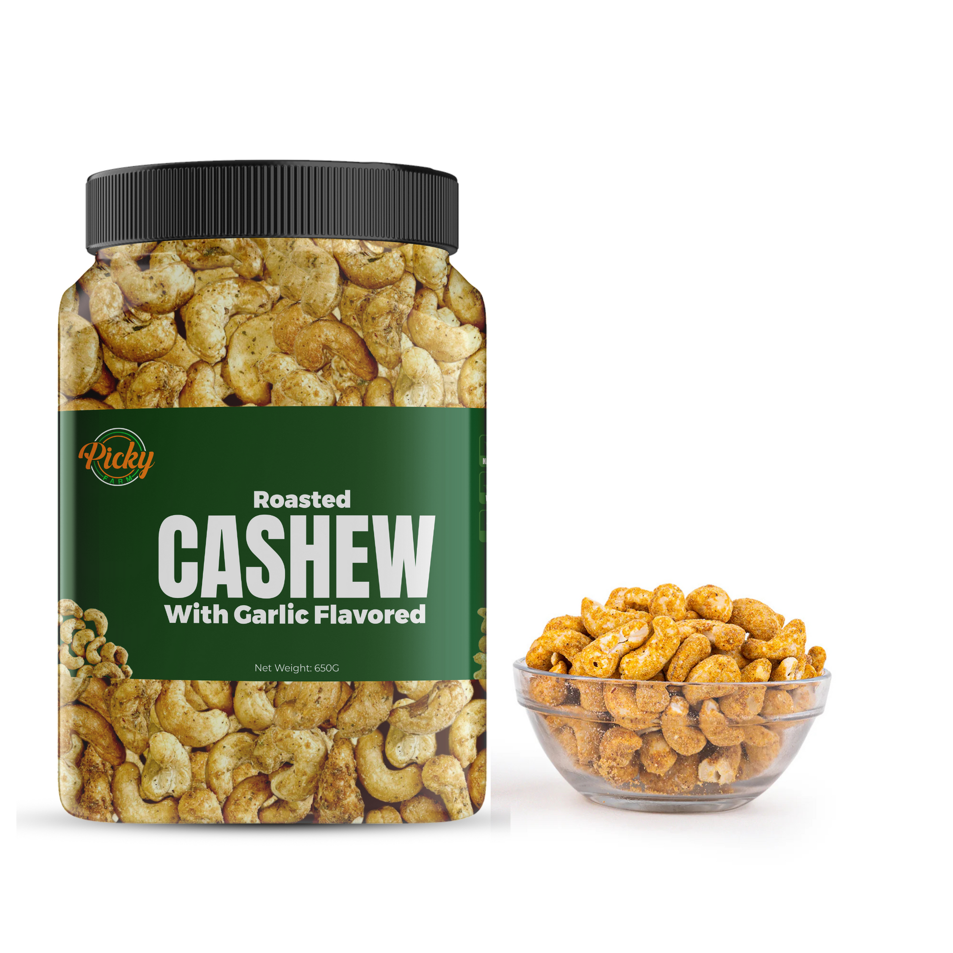 Roasted Cashew Nuts Splits, Roasted Cashew with Garlic Seasoning 250g - 650g | Premium Quality