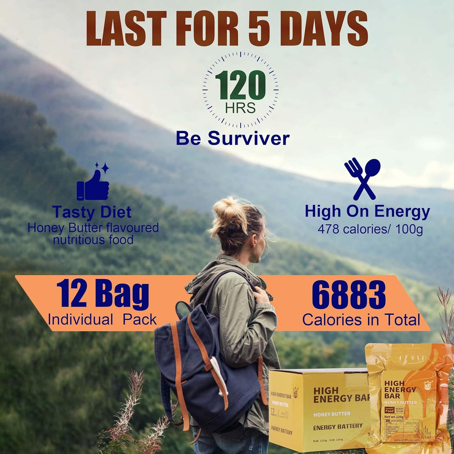 High Energy Bar – Honey Butter Flavor | Ideal for Camping, Survival & Travel