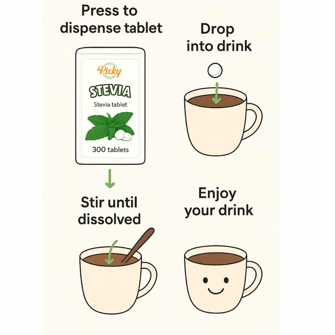 Stevia Tablets 300pcs – Zero Calorie Sweetener | Sugar Alternative for Coffee, Tea & Drinks