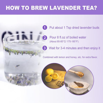 Lavender Tea — Premium Dried Lavender Flowers, Caffeine-Free Herbal Tea for Relaxation & Sleep